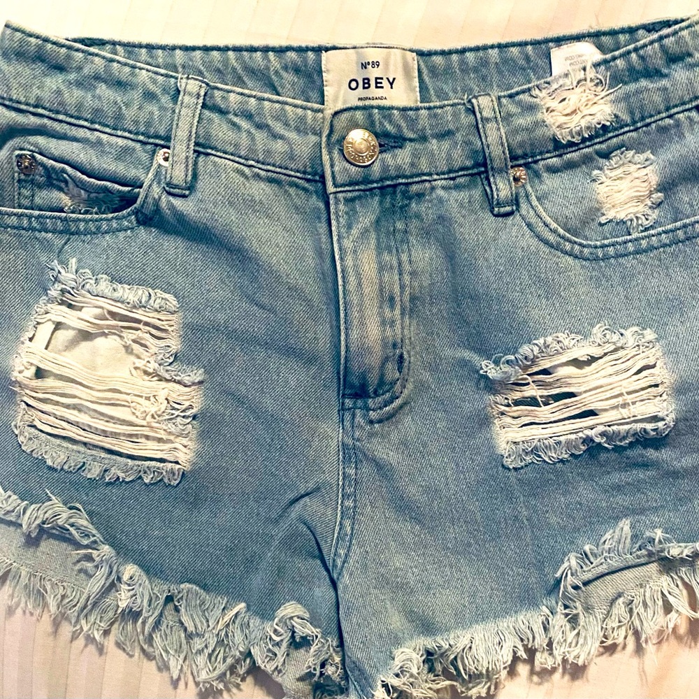OBEY denim mini shorts